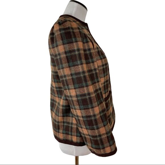 Vintage Vouge Paris Orginal Brown Plaid Blazer Sz S Collegiate Preppy Office EUC - Picture 4 of 10